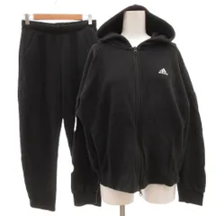 アディダス adidas セットアップ スウェット ジップパーカー イージーパンツ M L ドルマンスリーブ ロゴ プリント 黒 ブラック /KB