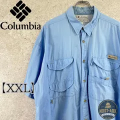T038【Columbia】ブルー PFG フィッシングシャツ 半袖 〔XXL〕のサムネイル