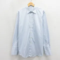 XL/古着 ブルックスブラザーズ 長袖 ブランド シャツ メンズ ロング丈 カフスボタン仕様 コットン 薄紺他 ストライプ 26may12のサムネイル