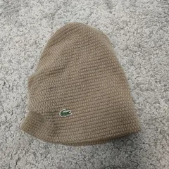 LACOSTE　ニットキャップ　ラコステ　フリーサイズ　アクリル　ウール　ベージュ　帽子　ウールキャップ　メンズ　中古　古着のサムネイル