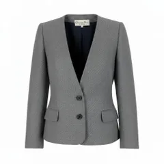 13e3 Christian Dior クリスチャンディオール ノーカラージャケット ウールジャケット サイズL グレー レディース 女性服u02tのサムネイル