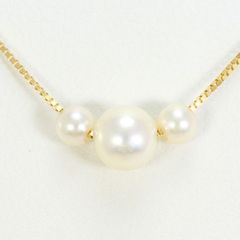 K18】パールネックレス 7.5mm玉 ベネチアンチェーン 約40cm【美品 