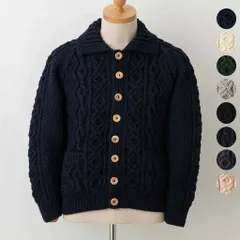 インバーアラン INVERALLAN 長袖ニットカーディガン ARAN LUMBER CARDIGAN メンズ レディース 3A【英国ブランド】のサムネイル