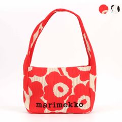 marimekko Unikko トートバッグ レッド ニットワンショルダー - メルカリ