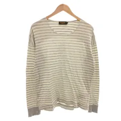 ディーゼル DIESEL Tシャツ ボーダー ラウンドネック 長袖 L 白 ホワイト グレー /FF ■IBO91