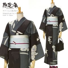 ひ*ん様 【美品】【撫松庵】夏に快適！セオα 浴衣 あやめ縞アイボリー