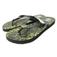 トリーバーチ TORY BURCH タグ付き レオパード柄 ビーチ サンダル ワイルドライフ トング 8M 24.5cm 黒 ブラック 6774 C19のサムネイル