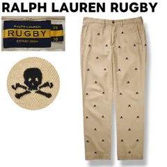 ラルフローレン ラグビー RALPH LAUREN RUGBY コットン ツイル パンツ チノパン ジップアップ 30x30 ドクロ クロスボーン 総柄 ベージュ アメリカン カジュアル メンズのサムネイル