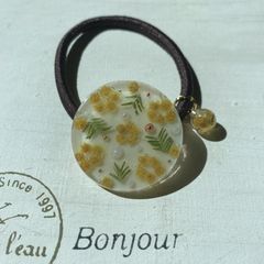 ︎✿ レジン ドライフラワー 勿忘草 と ノースポール の ヘアゴム