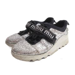 MIU MIU シルバー グリッター スニーカー37.0 - メルカリ