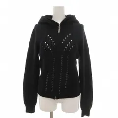 アルマーニエクスチェンジ A/X ARMANI EXCHANGE ニットパーカー フーディー M 黒 ブラック ジップアップ 透かし編み /YF ■ECG004のサムネイル