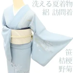 百華❀Y5036◆洗える夏着物 野菊 桔梗 笹 絽 訪問着のサムネイル