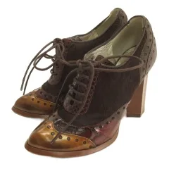 ドルチェ&ガッバーナ ドルガバ DOLCE&GABBANA ブーティ ハラコ パイソンレザー ウイングチップ 35.5 ボルドー 260205E 靴 ■TCのサムネイル