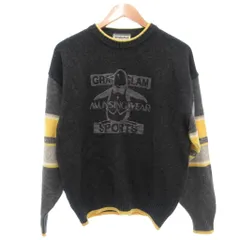 マンシングウェア MUNSINGWEAR 美品 ニット セーター ウール SA チャコールグレー 長袖 クルーネック ロゴデザイン /NL ■ECF003のサムネイル