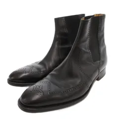 エルメス HERMES サイドゴアブーツ ショート ブローグ メダリオン パンチング レザー 4 黒 ブラック /FF