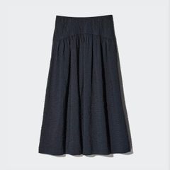 UNIQLO シアサッカーボリュームスカート ブラック XL 222-475858