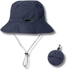 Capprecier 사파리 모자 맨즈 레이디스 접이식 UV 컷 모자 방수 통기 자외선 대책 초경량 속건 버킷 모자 아웃도어 등산 캠프 남녀 겸용 (네이비 블루, 60.0 cm)