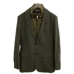 バーバリーブラックレーベル BURBERRY BLACK LABEL レイヤード ジャケット テーラード ブレザー チェック裏地 S ダークオリーブ