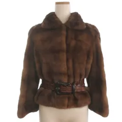 フェンディ FENDI ミンクファー コート ジャケット スタンドカラー クロコダイルベルト付き ブラウン系 38のサムネイル