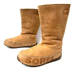 裏ボアで最強暖か◎ ぺたんこで歩きやすい！【SOREL】ソレル レザー ロング ブーツ ローヒール 可愛い もこもこ 防寒 カジュアル 秋冬 NL1538-265 ブラウン レディース 24.0cm/M47396UUのサムネイル