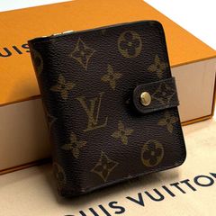 ルイヴィトン モノグラム コンパクトジップ 二つ折り財布 ブラウン