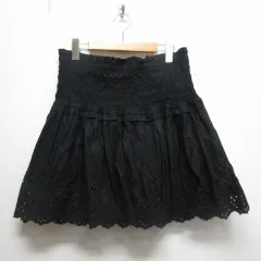 ギャップ GAP パンチングレース コットン スカート L 黒 ブラック ウエストゴム 裏地付き タグ付きのサムネイル