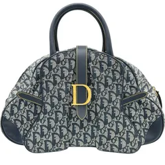 クリスチャン・ディオール Christian Dior ダブルサドルハンドバッグ ネイビー キャンバス レディース ハンドバッグのサムネイル