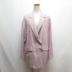 ダブルクローゼット w closet 美品 ギンガムチェック柄 テーラード ダブル ジャケット F ピンク 350112 シアサッカー素材のサムネイル