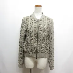 ダブルスタンダードクロージング ダブスタ DOUBLE STANDARD CLOTHING シルク シャーリング ブルゾン ジャケット ダブルジップ F グレーカーキ 絹100％ 裏地付き 日本製のサムネイル