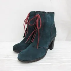 クラークス clarks Somerset スエード ショート ブーツ 23.5cm 緑 グリーン 靴 シューズ サイドファスナー レースアップのサムネイル