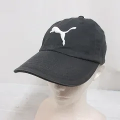 プーマ PUMA ロゴ キャップ 帽子 OSFA 54-56cm 黒 ブラック コットン ベルクロ付き