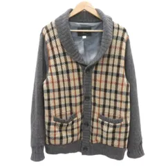 ダックス DAKS ニットカーディガン ショールカラー M マルチカラー チャコールグレー チェック柄 /HO41 ■GY44のサムネイル