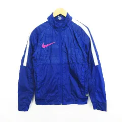 ナイキ NIKE ジャンパー ブルゾン ウィンドブレーカー 長袖 ジップアップ ロゴ S ブルー フットボールウェア ※EKM