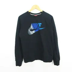 ナイキ NIKE トレーナー スウェット 長袖 クルーネック ロゴ コットン S ブラック ※EKM