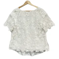 Grace Class(グレースクラス) 半袖カットソー サイズ36 S レディース美品  - 白 Vネック/パンチングレースのサムネイル