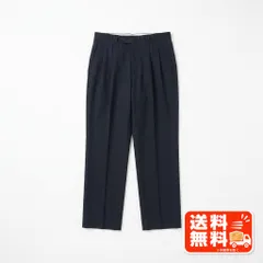 ネイビー スラックス ウール100% ツータック シンプル 無地のサムネイル