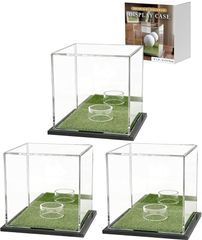TJQ ​​Golf Ball Case Display Case, Transparent Acrylic, for Display and Collection, with Base, for Storing and Displaying Commemorative Balls (Clear, Case: Approx. 9x9x9cm, Base: Approx. 9.6cm, Set of 3)