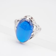 ☆ LALIQUE ラリック カボション クリスタル リング 約14号 ブルー