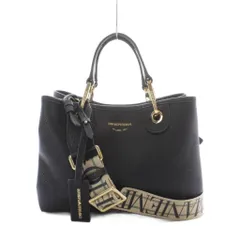 エンポリオアルマーニ EMPORIO ARMANI ショルダーバッグ ハンドバッグ 2way 黒 ブラック 型押し ゴールド金具 /RI ■OS ■GY18のサムネイル
