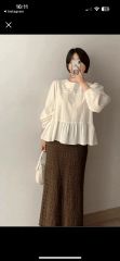 NOBLE 25ss ミルキーシアーカーゴロングスカート ベージュ - メルカリ