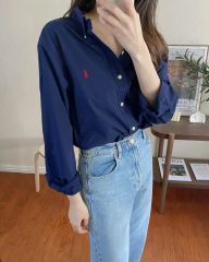 美品】ポロラルフローレン大人気カラーブルーリネンシャツオーバー