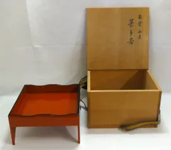 M[宅80]1057 北村葵春 作 朱塗 山道 菓子器 淡々斎好写 裏千家 茶道具 未使用品のサムネイル