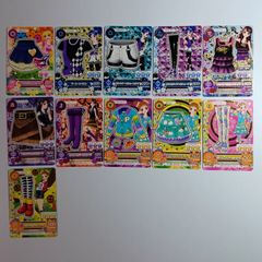 4弾 ②ノーマル まとめ 11枚 星宮いちご 霧矢あおい 紫吹蘭 有栖川おとめ ／ アイカツ！ Aikatsu！フリルデニムスカート ツートーンベスト サスペンダーつきショートパンツ あなきタイツつきシューズ ブラックフリルタンクトップ ほか