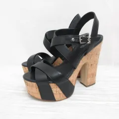 マイケルマイケルコース Michael michael kors 厚底 プラットフォーム サンダル シューズ ハイヒール 6Ｍ 約23cm 黒 ブラック 靴 ストラップ 箱付きのサムネイル