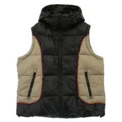DIESEL ディーゼル 25AW A14406 0DBCH W-OSTEND-SL HOODED PUFFER VEST ロゴ刺繍 ナイロン 中綿 フーデッド ベスト ブラック系 ベージュ系 46【中古】のサムネイル
