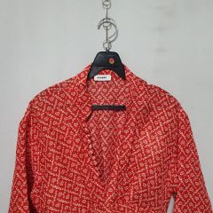 美品 SANDRO サンドロ 千鳥格子 白襟 ワンピース M ハウンドトゥース