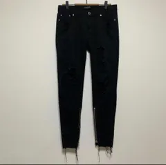 DANKE SCHON ダンケシェーン 裾ジップ ブラック スキニーデニムパンツ 30インチ クラッシュ加工 ストレッチ ジーパン ジーンズのサムネイル