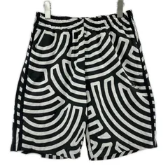 adidas アディダス 総柄ショートパンツ sizeL/ブラック×ホワイト