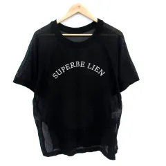アズノウアズ ドゥバズ as know as de base ニット カットソー 半袖 ラウンドネック プリント 透け感 1 黒 ブラック /SM24のサムネイル