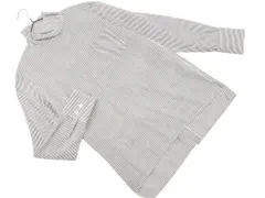 ARTISAN アルチザン シルク混 ストライプ スタンドカラー 長袖 ブラウス シャツ size7/紺ｘ白 ■◇ レディースのサムネイル